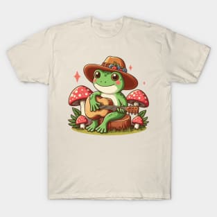 Cottagecore Aesthetic Frog Playing a Guitar T-Shirt